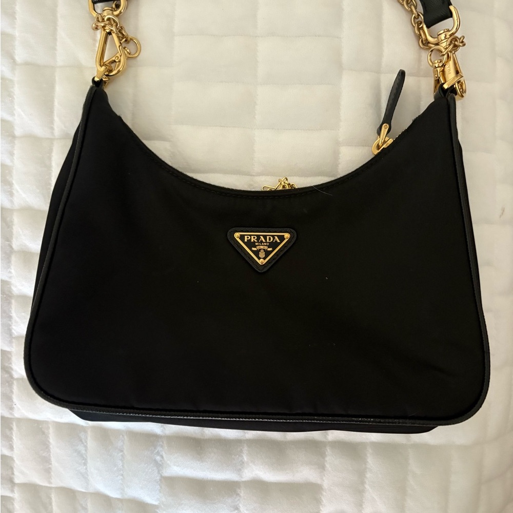 Prada Black and Gold Chain Shoulder Bag - Picture 2 of 5